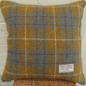 Authentic Harris Tweed Fabric Cushion Cover 100% wool -  16in x 16in & 18in x 18in  ref cc209 mustard