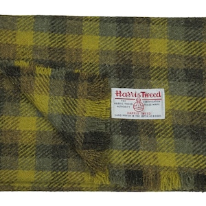 Harris Tweed Pure Wool Luxury Mens & Womens Fringed Scarf .. Green/Mix