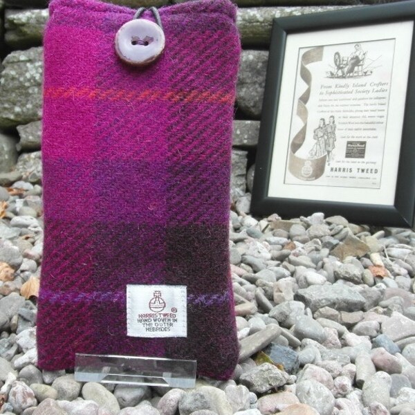 Authentic Harris Tweed Case Cover Sleeve Sock For Apple iphone 6 - Fuschia