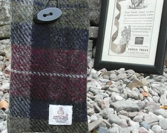 Authentic Harris Tweed Case Cover Sleeve Sock For Apple iphone 6 - Maroon Check