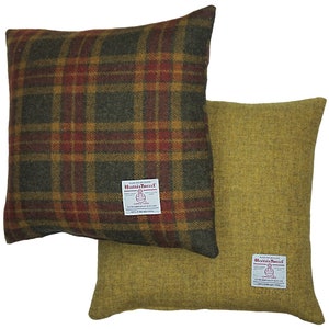 Authentic Harris Tweed Fabric Cushion Cover 100% wool -  16in x 16in & 18in x 18in  ref.f23/mustard
