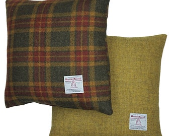 Authentic Harris Tweed Fabric Cushion Cover 100% wool -  16in x 16in & 18in x 18in  ref.f23/mustard