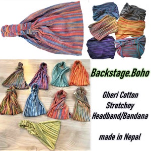 Gheri Cotton Elastic Hippie Bohemian Bandana Headband Stretchable Hair Tie band.