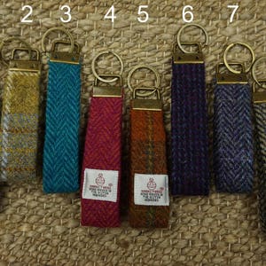 Porte-clés anneau/boucle en tissu Harris Tweed, cadeau écossais pour homme et femme