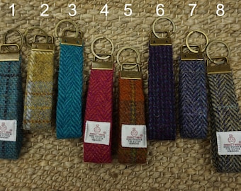 Harris Tweed Keyring Fabric Hoop/Loop Key Ring Fob Scottish Gift Men & Women