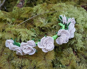 Blush pink beaded rose tiara