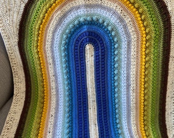 Rainbow baby blanket, crochet, mixed stitch, boys