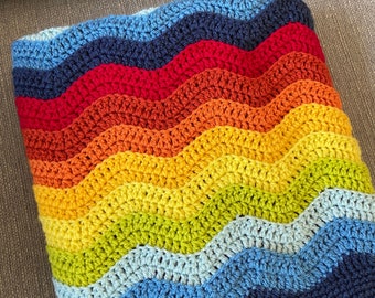 Rainbow Ripple Blanket, Baby Boy, Colourful, Nursery