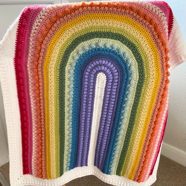 Haakpatroon regenboogdeken, babydeken gemengde steken (pdf-patroon)