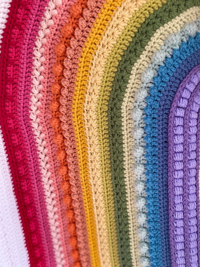 CROCHET PATTERN, Rainbow Blanket Crochet Pattern, Baby Size, Mixed Stitch, Instant Download PDF image 5