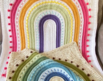 Boho Rainbow Blanket, Crochet Pattern, Instant Download pdf