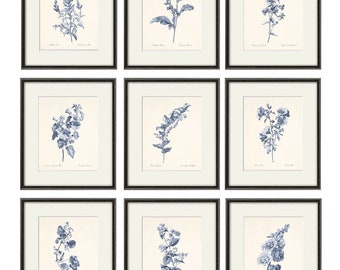 Antique botanical prints SET of 9 Botanical art prints flower prints wall art flowers botanical poster antique wall art home decor wall art