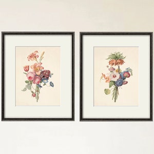 Antique botanical print Botanical art prints flower prints wall art flowers botanical poster antique wall art home decor wall art SET of 2
