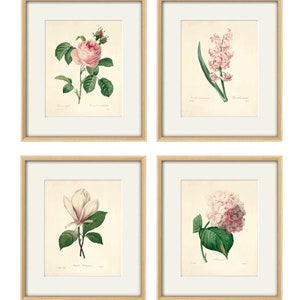Antique botanical print Botanical art prints flower prints wall art flowers botanical poster antique wall art home decor wall art SET of 4