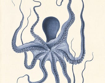 Antique Octopus Art Print: Vintage Nautical Ocean Decor