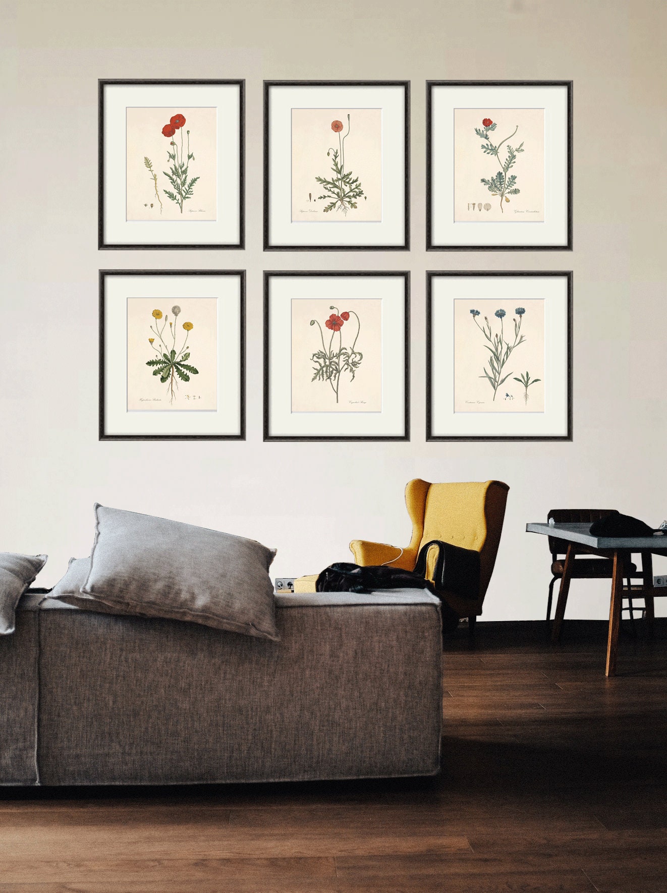 Antique botanical prints SET of 6 Botanical art prints flower | Etsy