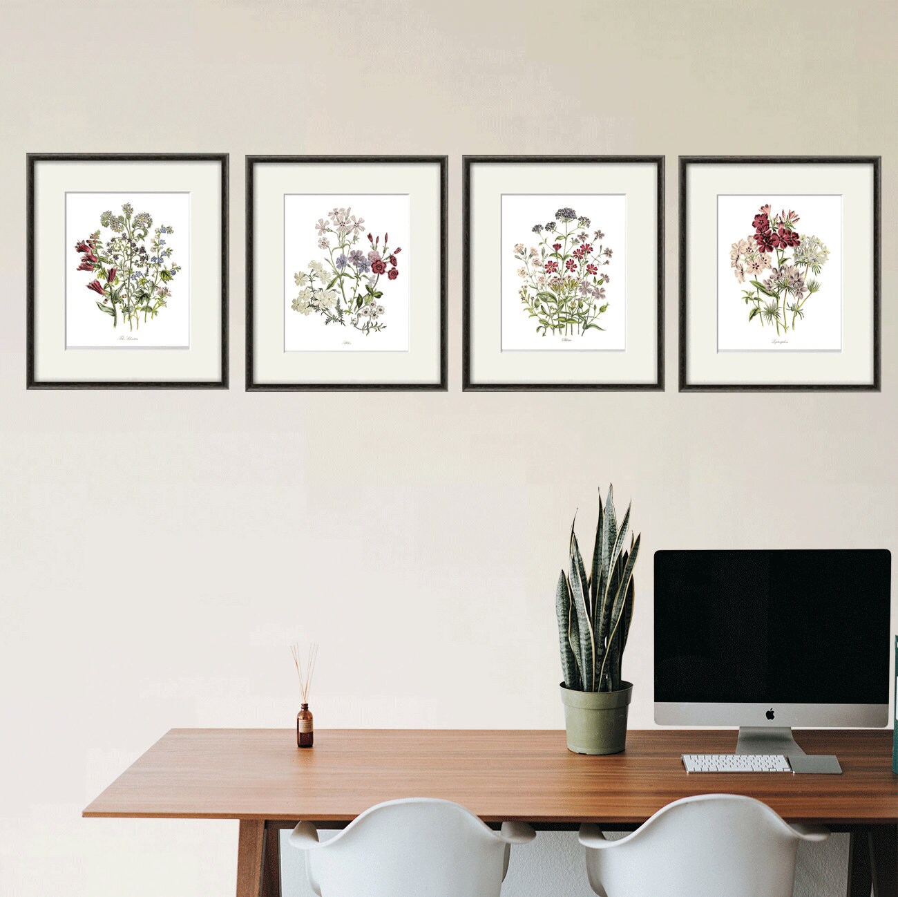 Antique botanical prints SET of 4 Botanical art prints flower | Etsy