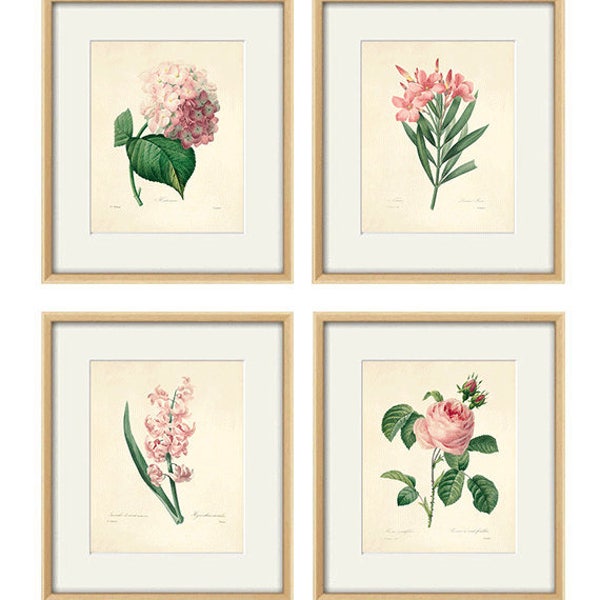 Antique botanical print Botanical art prints flower prints wall art flowers botanical poster antique wall art home decor wall art SET of 4