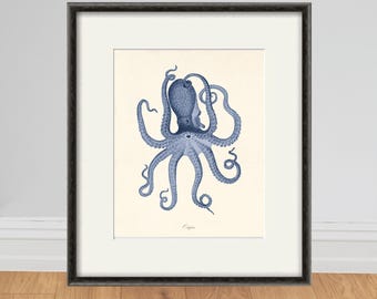 Antique Octopus Art Print: Vintage Nautical Ocean Decor