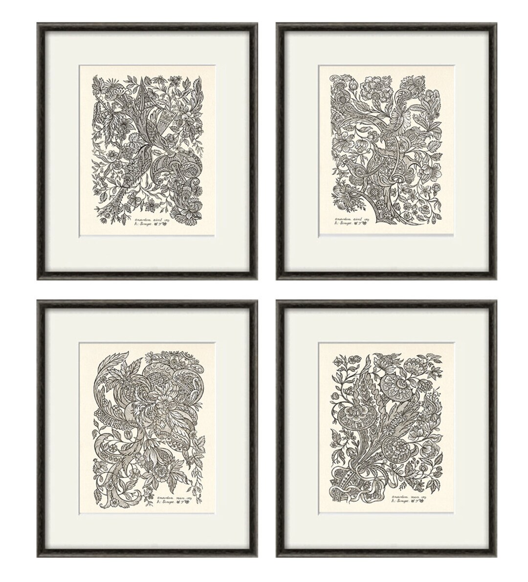 Antique Botanical Prints SET of 4 Botanical Art Prints Flower - Etsy