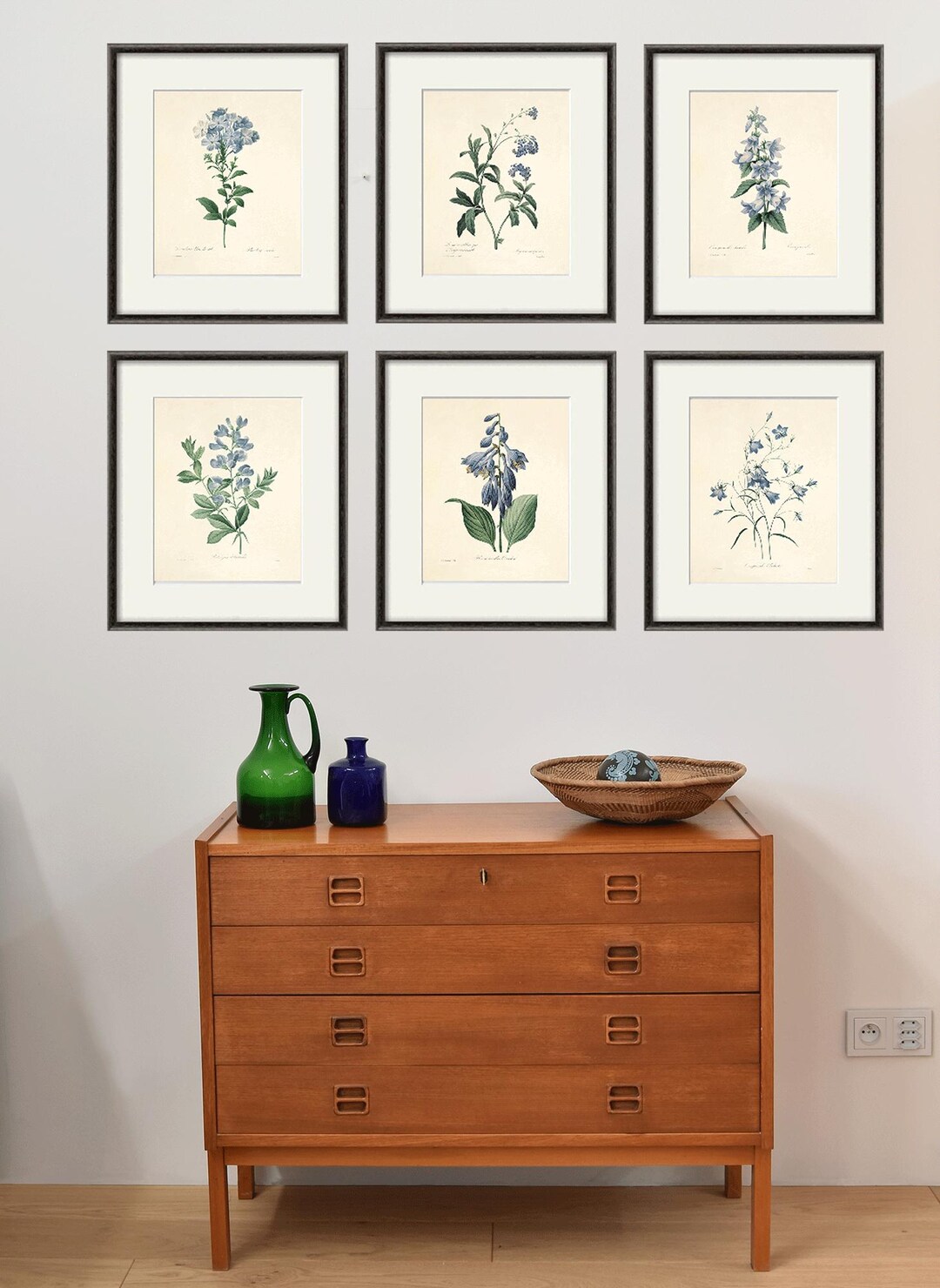 Blue Botanical Prints Vintage Flower Art Cottage Wall Art Victorian ...