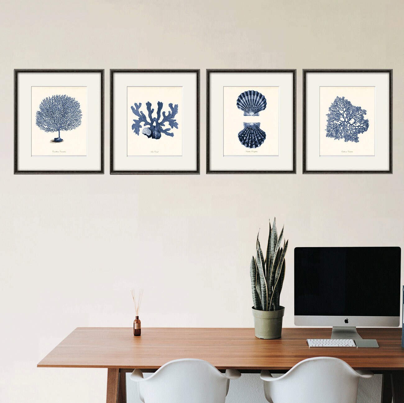 Sea Coral Art Print Nautical Art Print Set of 4 Antique Wall Etsy