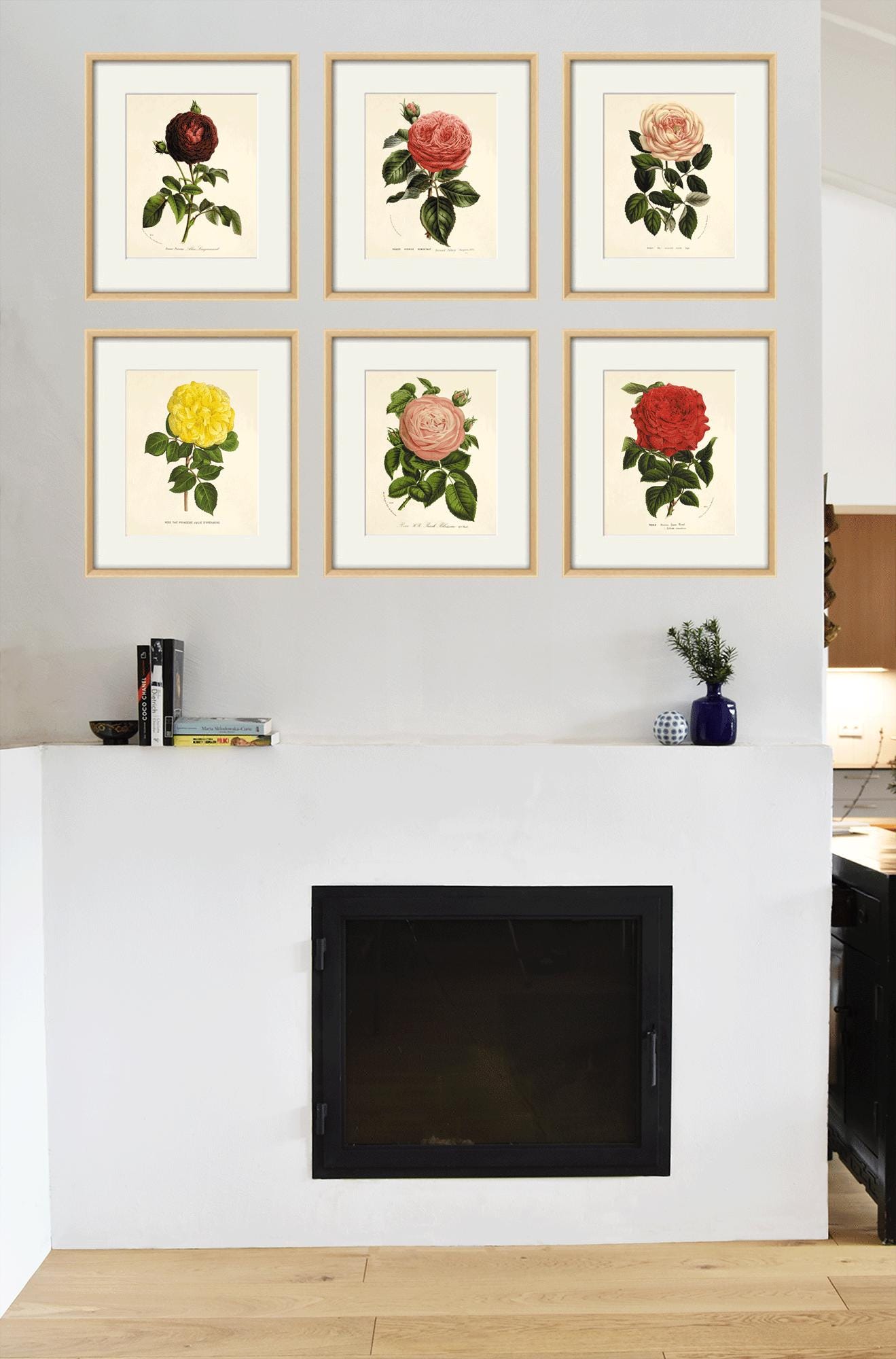 Vintage Pink Rose Art Print: Antique Botanical Wall Decor - Etsy