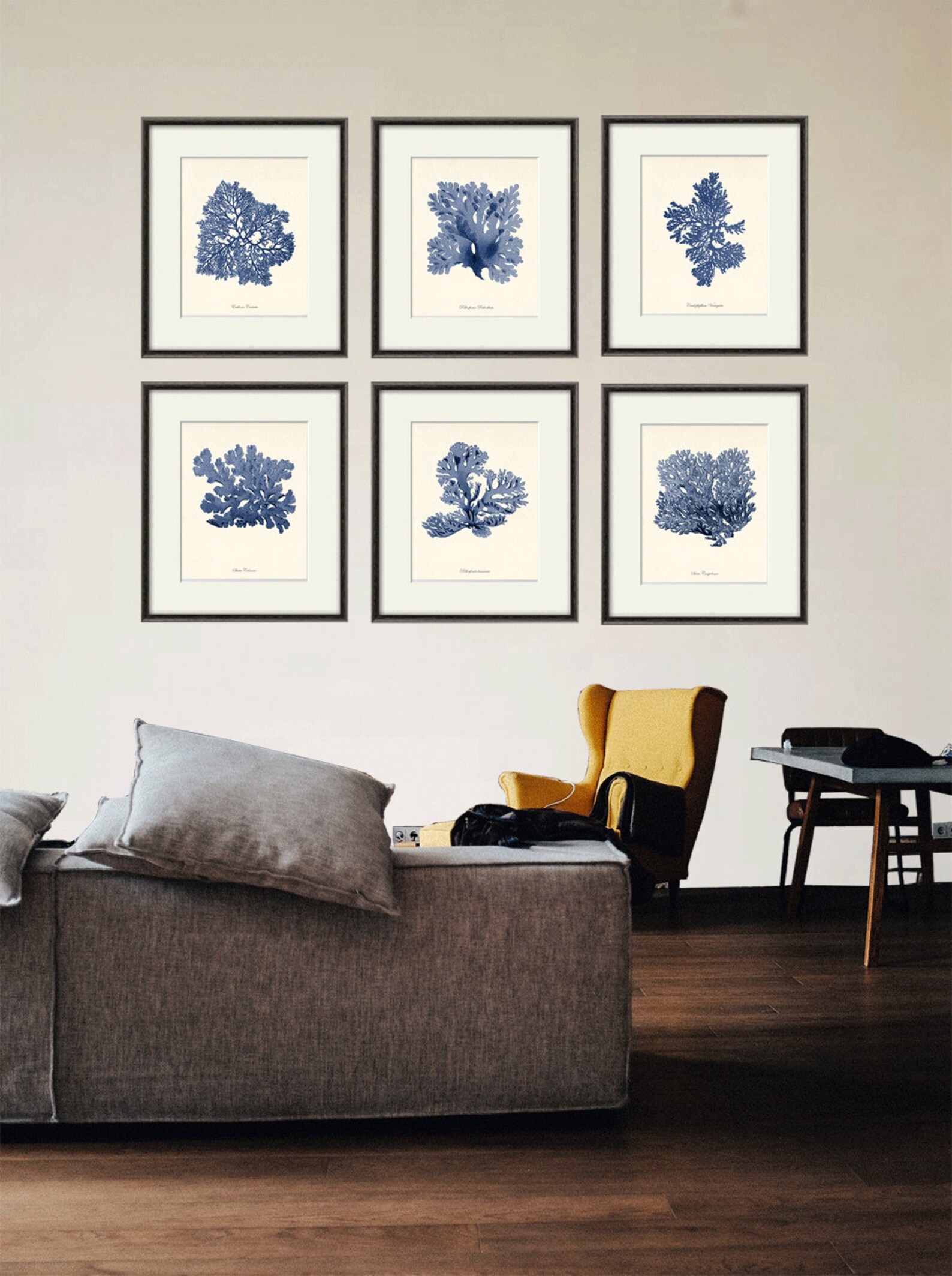 Navy Blue Nautical Art Print Set of 6 Antique Wall Art Etsy