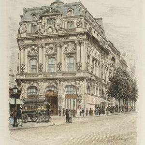 Vintage Paris Street Scene Art Print: French Illustration