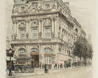Vintage Paris Street Scene Art Print: French Illustration