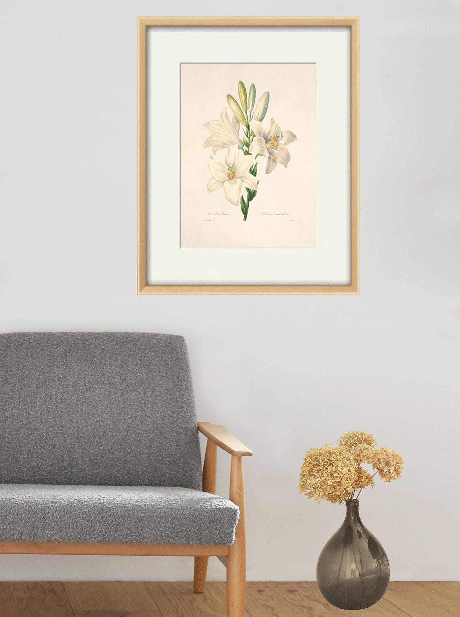 White Lily Vintage Flower Art Print Cottage Wall Art Victorian Print ...