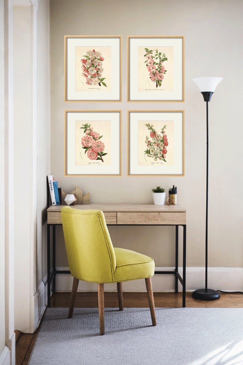 Blossom art print flower print botanical art Cottage wall art | Etsy