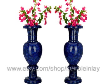 Lapis Flower Vase Large Living Room Decor Marble Inlay Modern Art Flower Vase Pair Decoration Indoor Set of Vases