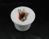 Trinket box Exclusive Handmade marble inlaid semiprecious stone 2 quot round.