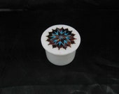 Trinket Box Exclusive Handmade marble inlaid semiprecious stone jewelry box 2 quot round pietra dura art