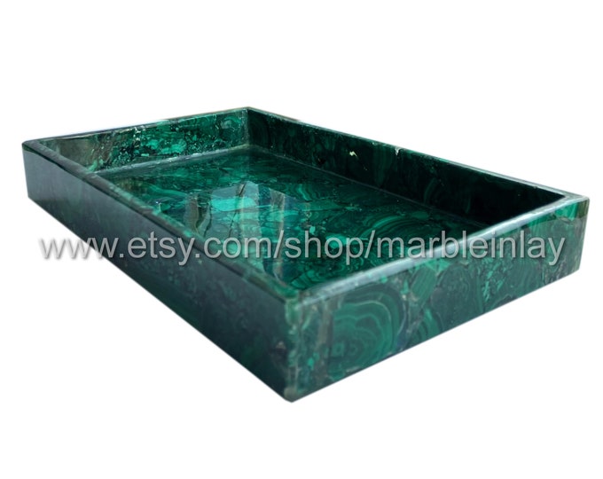 Modern Decorative Coffee Table Tray, Malachite Ottoman Tray, Breakfast Serving Tray Father Day Gift for Mother