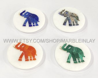 Untersetzer Marmor Inlay Elefant