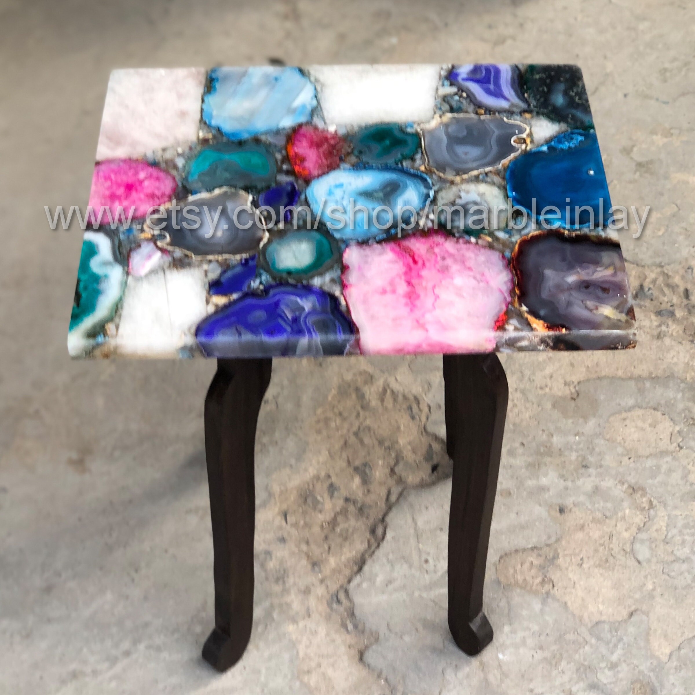 Agate Side Table Top Multicolour Agate Table Living Room Etsy UK