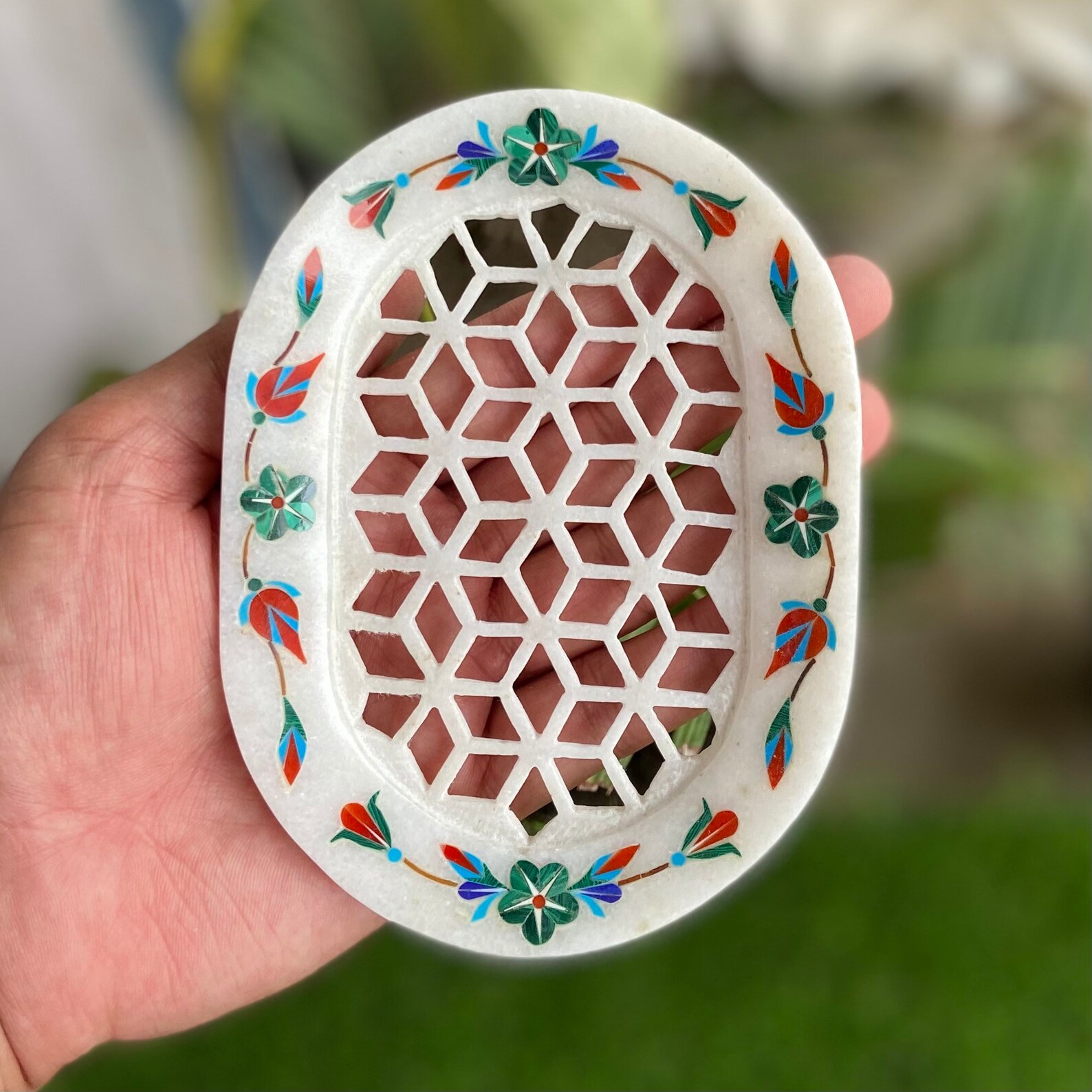 Soap Dish Handmade Natural Marble Inlay With Semiprecious Etsy