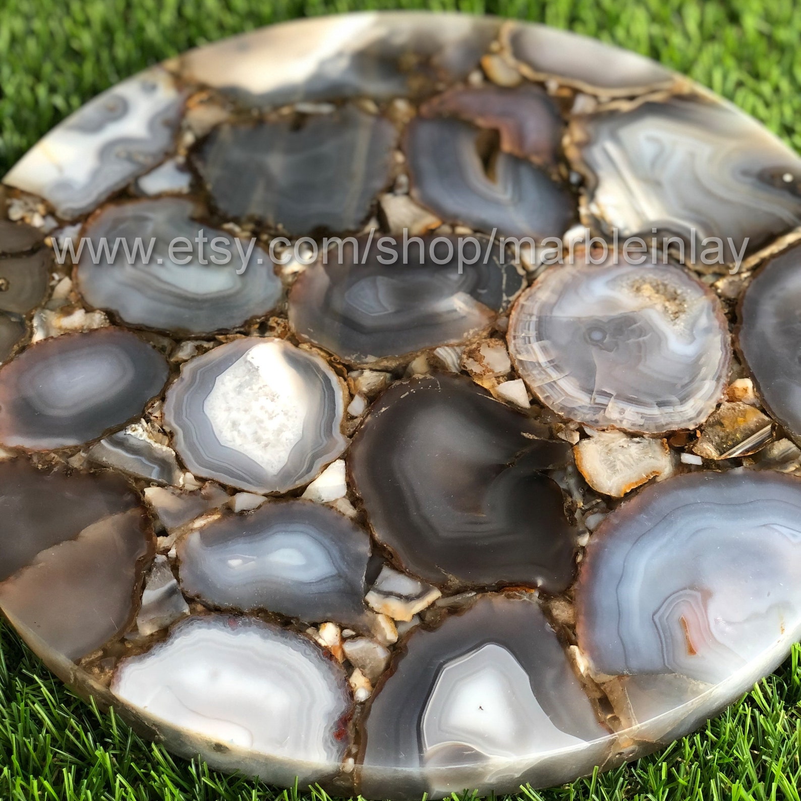 Natural Agate Round Table Agate Stone Table Round Agate Side Etsy