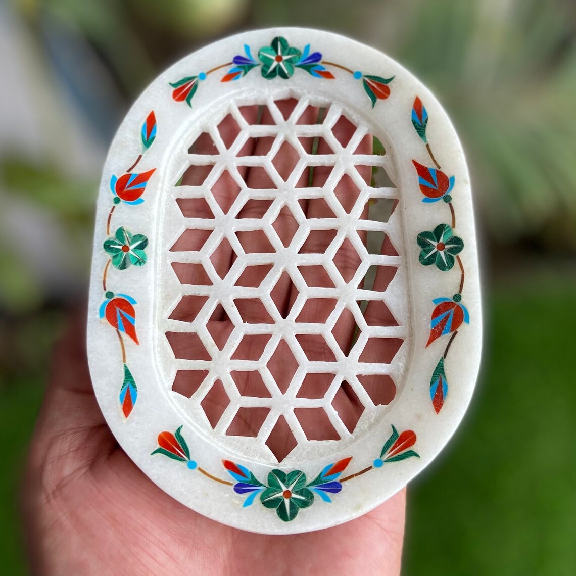 Soap Dish Handmade Natural Marble Inlay With Semiprecious Etsy