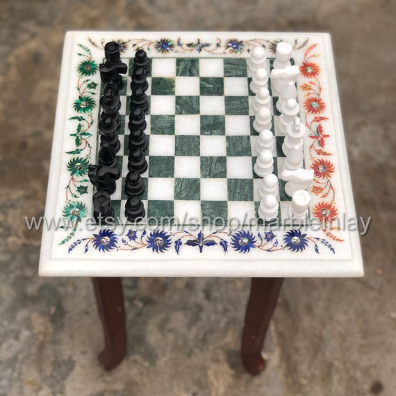 チェステーブルマーブルインレイチェスボードハンドメイドマーブル