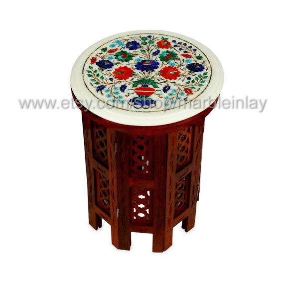 White Marble Table Top Living Room Furniture Tree of Life Inlay