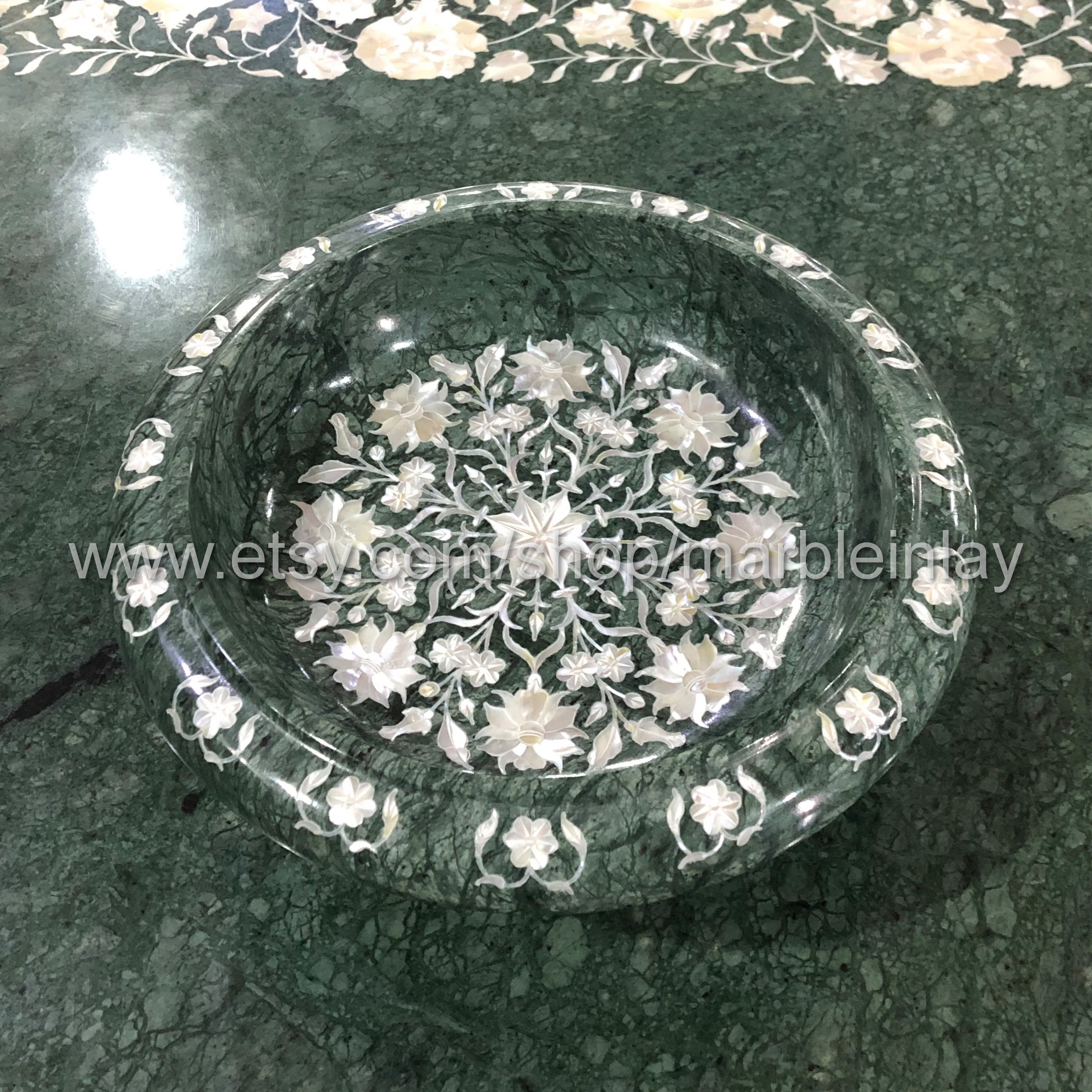 Marble Footed Bowl Table Centerpiece Home Decor Inlay Etsy