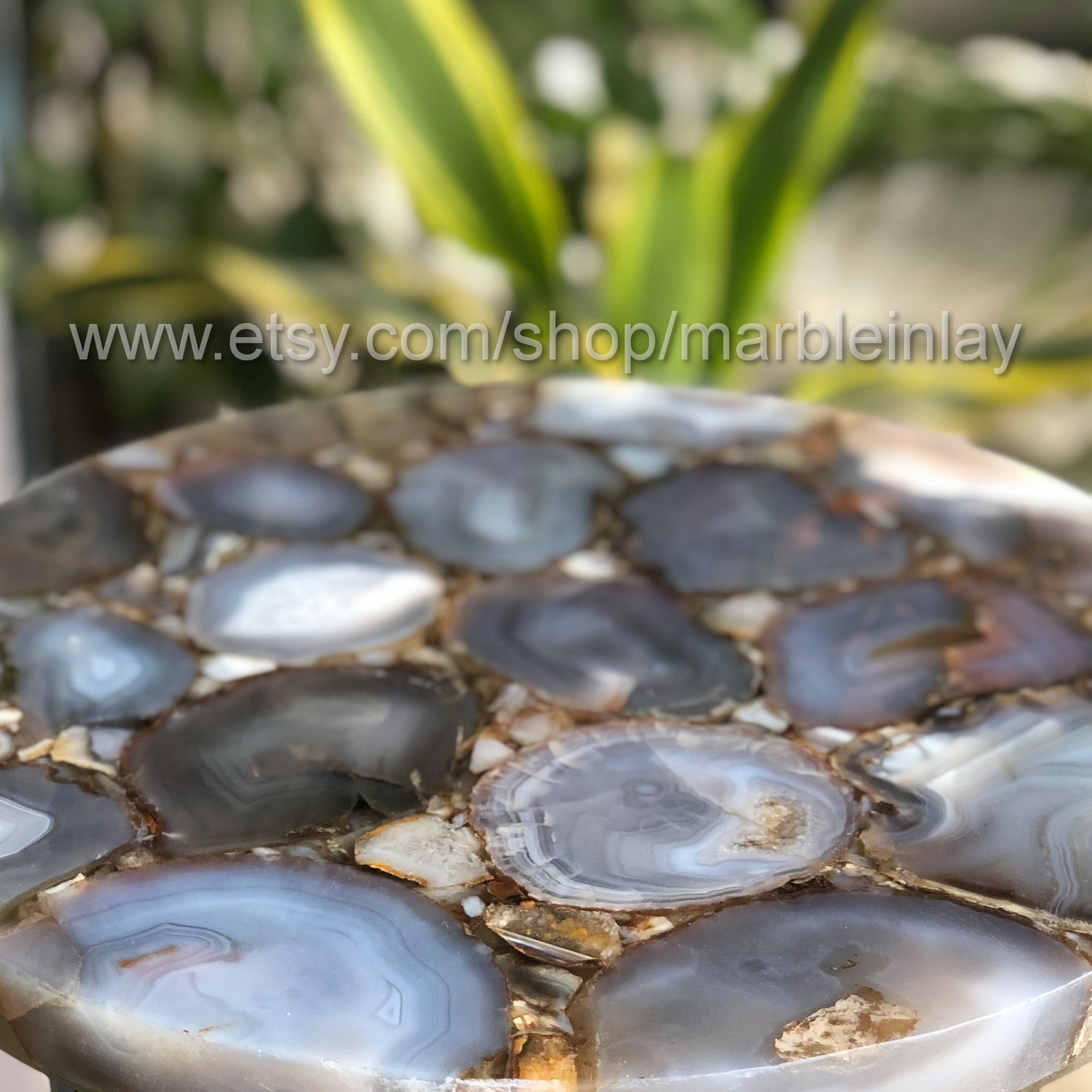 Natural Agate Round Table Agate Stone Table Round Agate Side Etsy