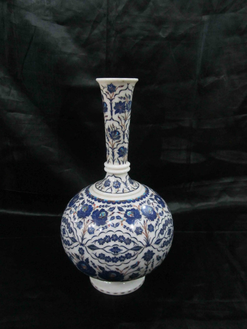 Antique Marble Flower Vase / Stone Inlay Flowers Pot / Hand Etsy