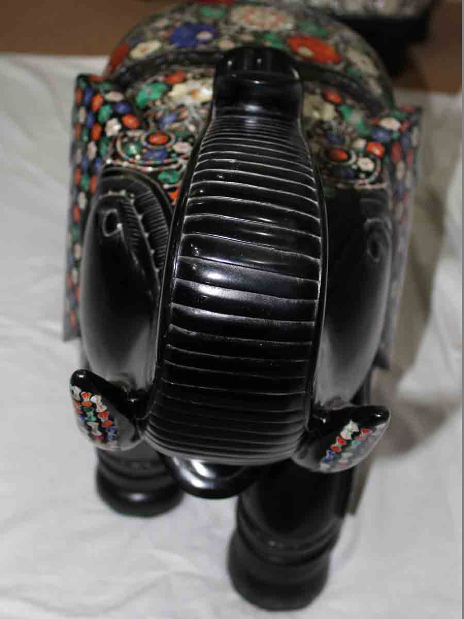 Elephant Figurines Trunk up Marble Inlay Pietra Dura Statue Etsy