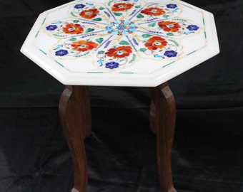 Marble coffee table hand made stone inlay end tables antique pietra dura art