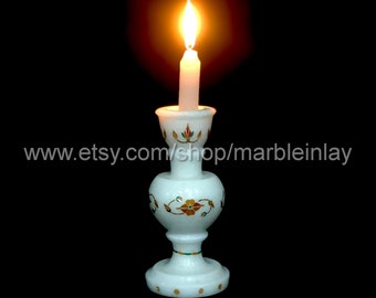 Decorative Candle Stand Marble Inlay Candle Holder Handmade Stone Candle Stand White Tealight Holder Christmas Gifts Marble Handicrafts