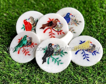 Marble Coasters For Drinks Handmade Pietra Dura Inlay Art Valentine Gifts